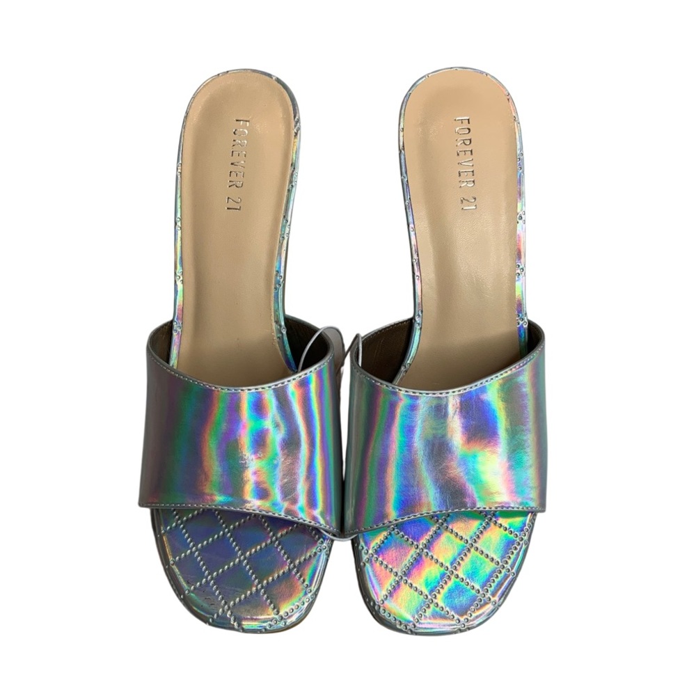 NWT METALLIC FOREVER 21 MULE HEELS!!